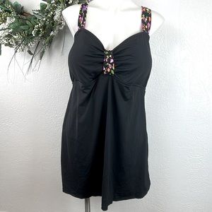 Anne Cole Black One Piece Swimsuit with Multicolor Straps